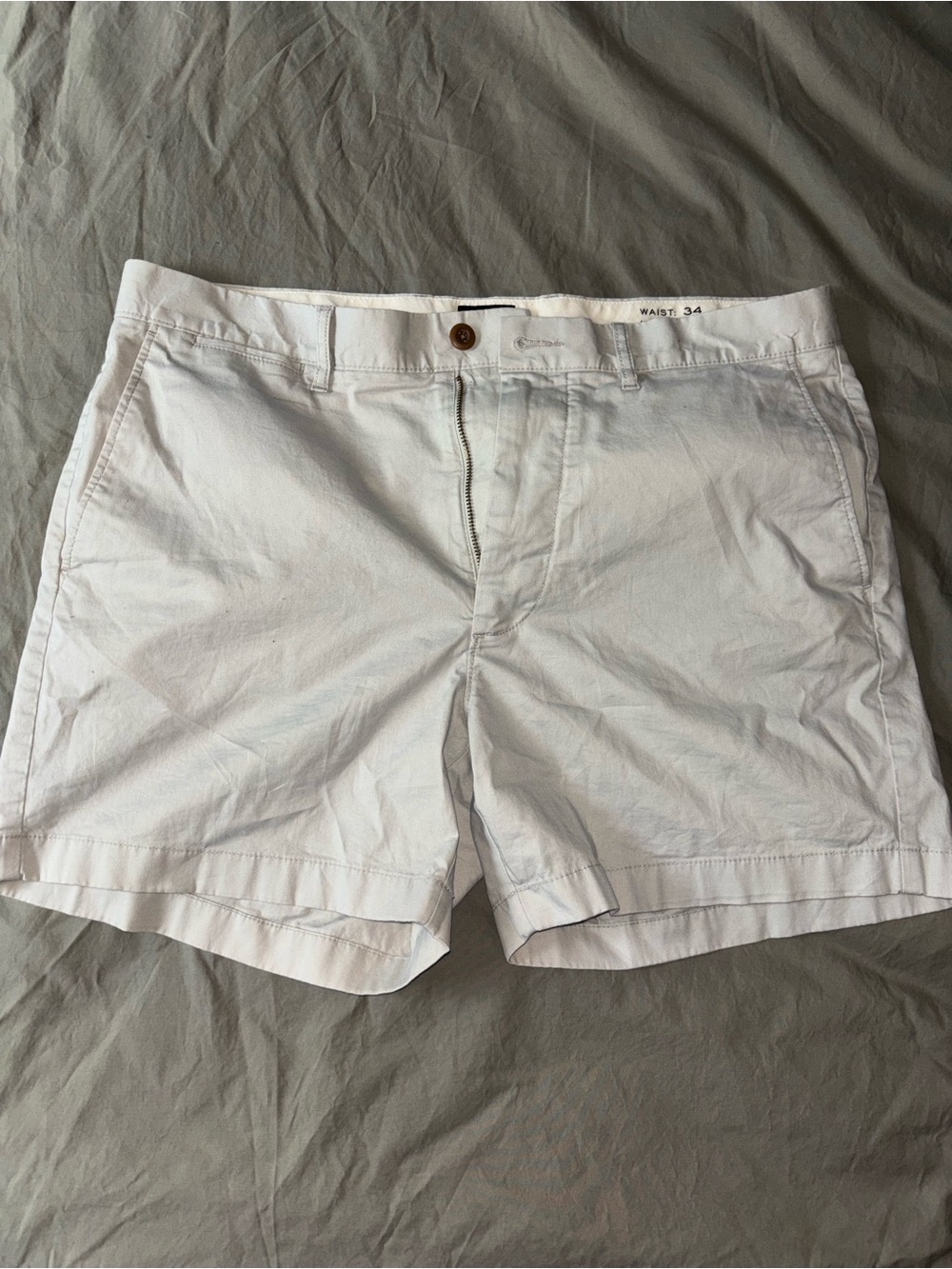 J. Crew Men’s White Flat-Front Cotton Shorts